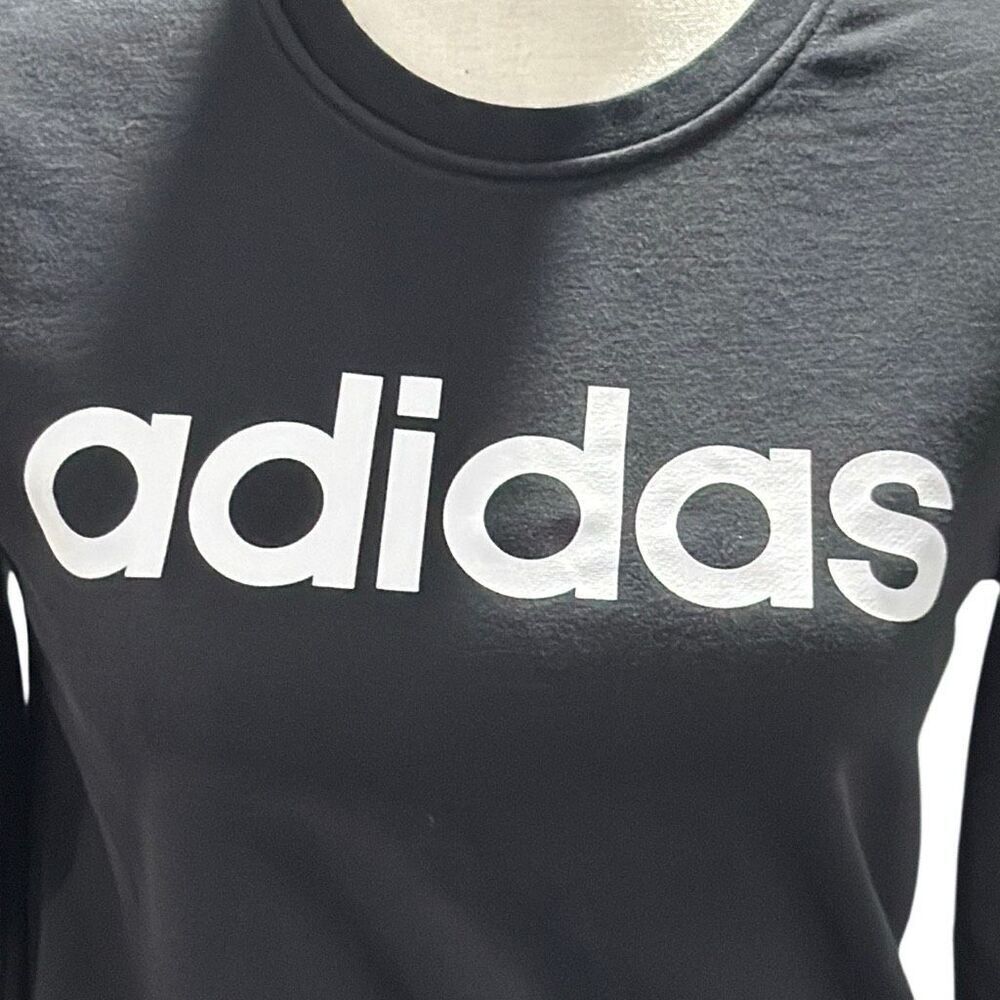Adidas Women’s Cropped Logo Crewneck Sweatshirt Charcoal Gray XS Athleisure - Picture 3 of 6